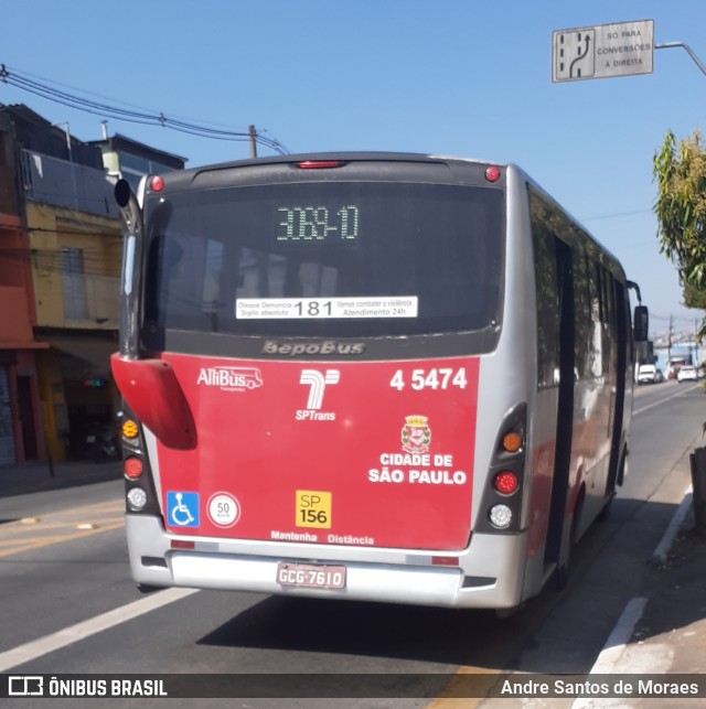 Allibus Transportes 4 5474 na cidade de São Paulo, São Paulo, Brasil, por Andre Santos de Moraes. ID da foto: 10664254.