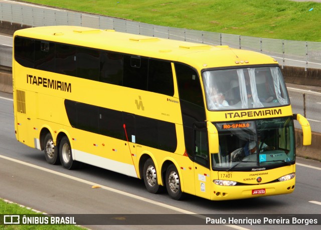 Viação Itapemirim 17401 na cidade de Resende, Rio de Janeiro, Brasil, por Paulo Henrique Pereira Borges. Número da foto: #10664755.