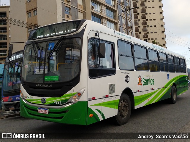 Viação Piracicabana Santos 4221 na cidade de Santos, São Paulo, Brasil, por Andrey  Soares Vassão. Número da foto: #10666802.
