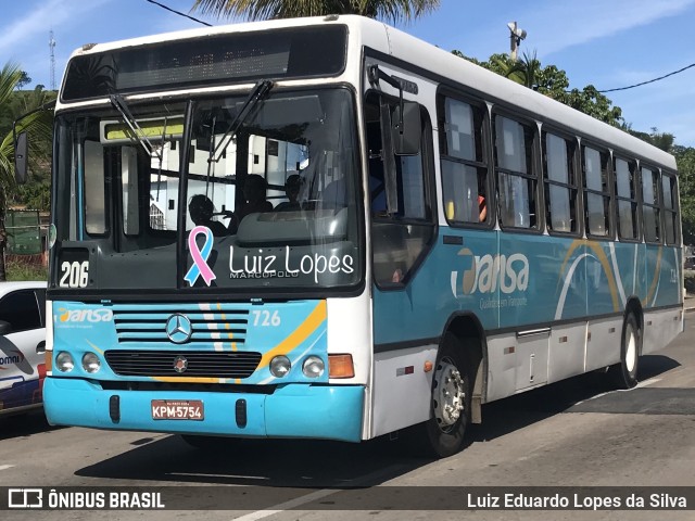 TRANSA - Transa Transporte Coletivo 726 na cidade de Três Rios, Rio de Janeiro, Brasil, por Luiz Eduardo Lopes da Silva. ID da foto: 10665916.