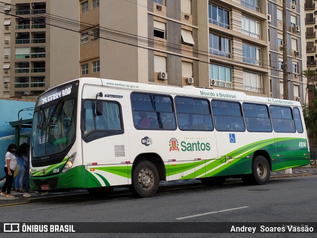 Viação Piracicabana Santos 4914 na cidade de Santos, São Paulo, Brasil, por Andrey  Soares Vassão. Número da foto: #10666784.