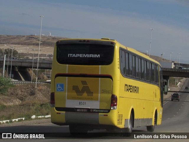 Viação Itapemirim 8531 na cidade de Caruaru, Pernambuco, Brasil, por Lenilson da Silva Pessoa. ID da foto: 10688711.