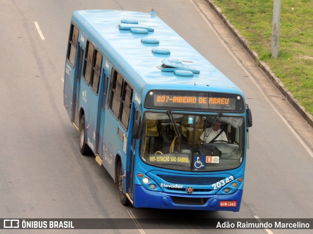 SM Transportes 20343 na cidade de Belo Horizonte, Minas Gerais, Brasil, por Adão Raimundo Marcelino. ID da foto: 10694480.