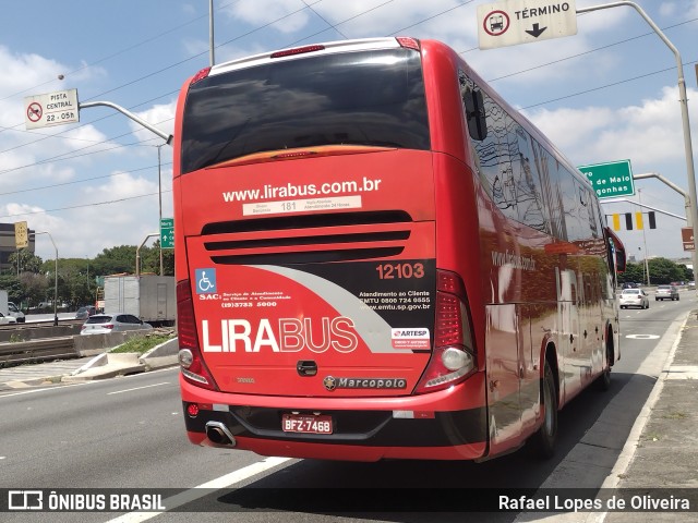 Lirabus 12103 na cidade de São Paulo, São Paulo, Brasil, por Rafael Lopes de Oliveira. Número da foto: #10692845.