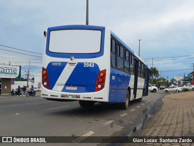 Transvida Transporte Coletivo 2043 na cidade de Ji-Paraná, Rondônia, Brasil, por Gian Lucas  Santana Zardo. Número da foto: #10696689.