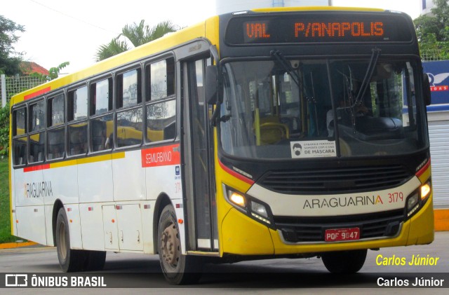 Viação Araguarina 3179 na cidade de Goiânia, Goiás, Brasil, por Carlos Júnior. ID da foto: 10697282.