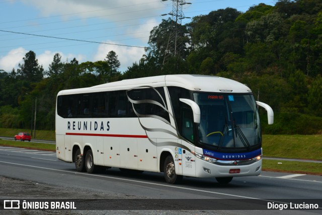 Reunidas Transportes Coletivos 34816 na cidade de Joinville, Santa Catarina, Brasil, por Diogo Luciano. ID da foto: 10700325.
