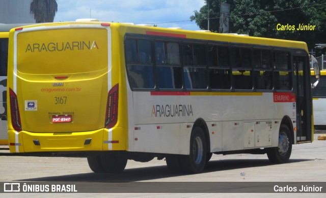 Viação Araguarina 3167 na cidade de Goiânia, Goiás, Brasil, por Carlos Júnior. ID da foto: 10708387.