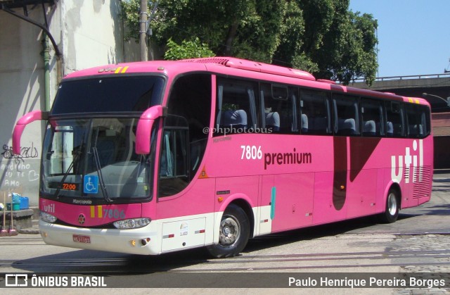UTIL - União Transporte Interestadual de Luxo 7806 na cidade de Rio de Janeiro, Rio de Janeiro, Brasil, por Paulo Henrique Pereira Borges. Número da foto: #10722163.