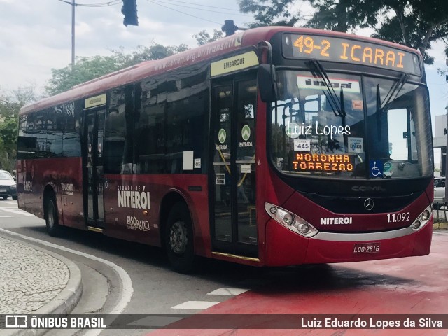 Auto Lotação Ingá 1.1.092 na cidade de Niterói, Rio de Janeiro, Brasil, por Luiz Eduardo Lopes da Silva. ID da foto: 10718862.