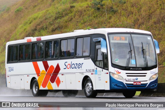 Solazer Transportes e Turismo 3244 na cidade de Barra Mansa, Rio de Janeiro, Brasil, por Paulo Henrique Pereira Borges. ID da foto: 10628707.