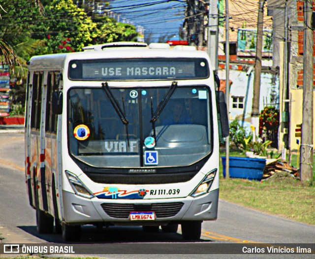 Auto Viação Salineira RJ 111.039 na cidade de Arraial do Cabo, Rio de Janeiro, Brasil, por Carlos Vinícios lima. ID da foto: 10632514.