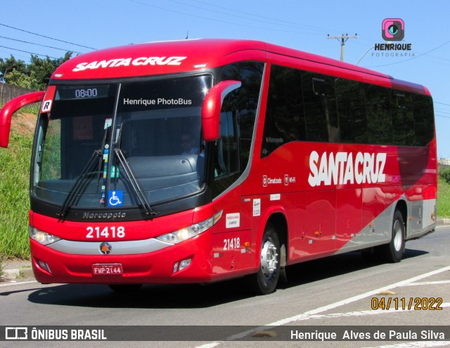 Viação Santa Cruz 21418 na cidade de Campinas, São Paulo, Brasil, por Henrique Alves de Paula Silva. ID da foto: 10635006.