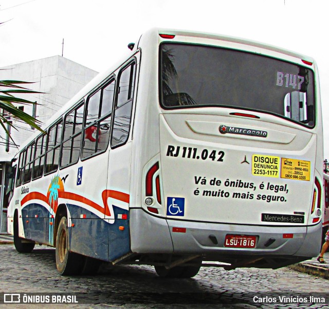 Auto Viação Salineira RJ 111.042 na cidade de Araruama, Rio de Janeiro, Brasil, por Carlos Vinícios lima. Número da foto: #10633241.