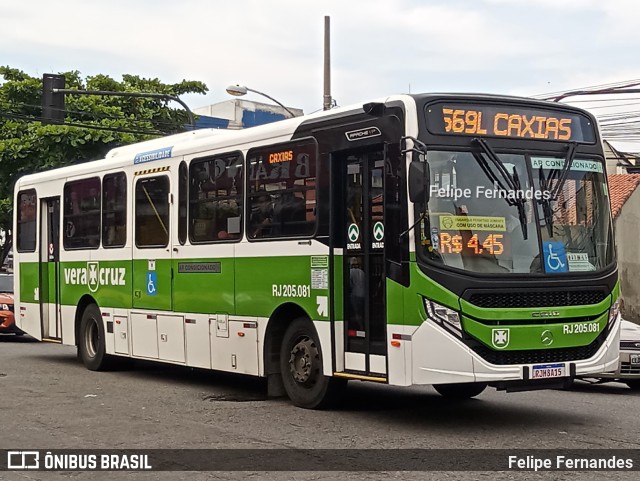 Viação Vera Cruz RJ 205.081 na cidade de Rio de Janeiro, Rio de Janeiro, Brasil, por Felipe Fernandes. Número da foto: #10634322.