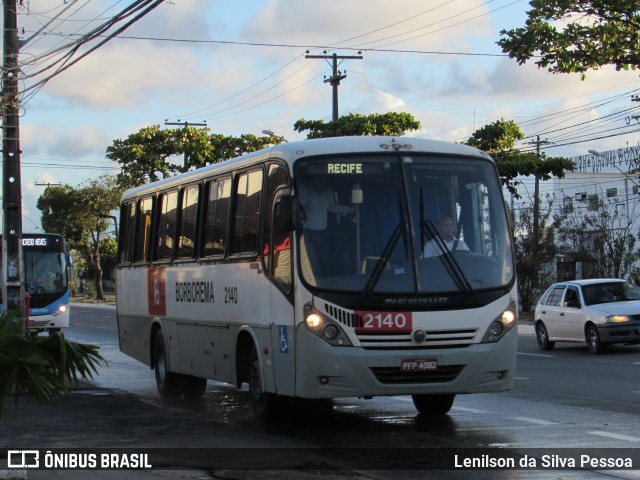 Borborema Imperial Transportes 2140 na cidade de Recife, Pernambuco, Brasil, por Lenilson da Silva Pessoa. ID da foto: 10644013.