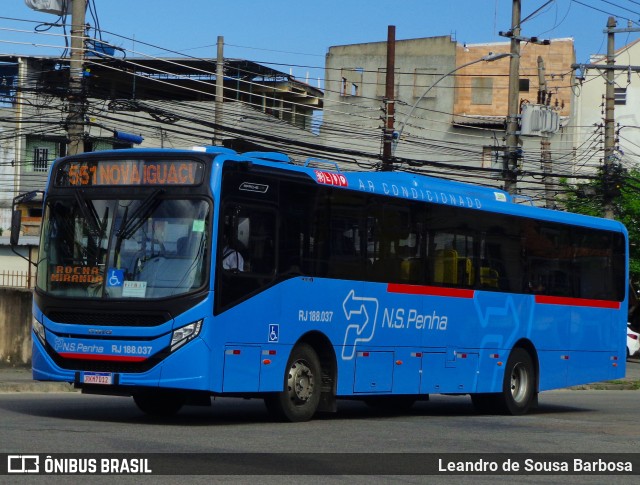 Viação Nossa Senhora da Penha RJ 188.037 na cidade de Rio de Janeiro, Rio de Janeiro, Brasil, por Leandro de Sousa Barbosa. ID da foto: 10645514.