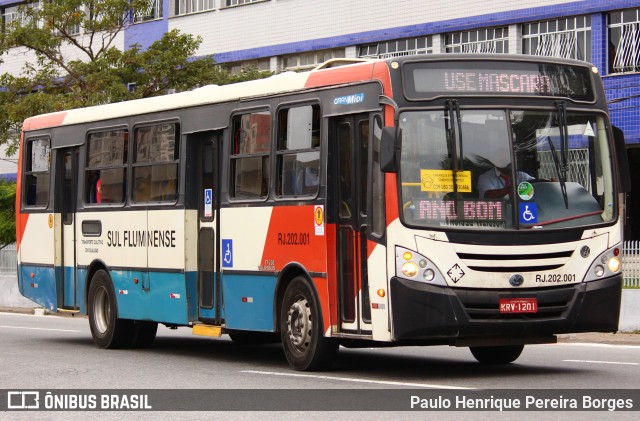 Viação Sul Fluminense RJ 202.001 na cidade de Volta Redonda, Rio de Janeiro, Brasil, por Paulo Henrique Pereira Borges. Número da foto: #10644438.