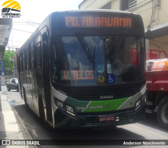 Rio D´Ouro Transportes Coletivos 13 na cidade de São João de Meriti, Rio de Janeiro, Brasil, por Anderson Nascimento . ID da foto: 10644029.