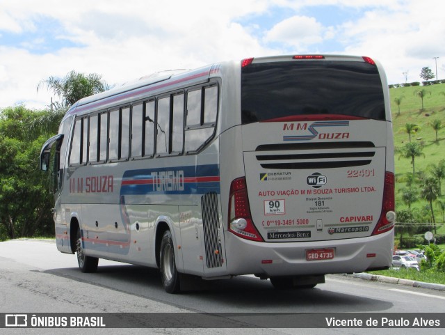 Auto Viação MM Souza Turismo 22401 na cidade de Aparecida, São Paulo, Brasil, por Vicente de Paulo Alves. ID da foto: 9711557.