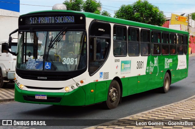 Expresso Caribus Transportes 3081 na cidade de Cuiabá, Mato Grosso, Brasil, por Leon Gomes. ID da foto: 9711982.