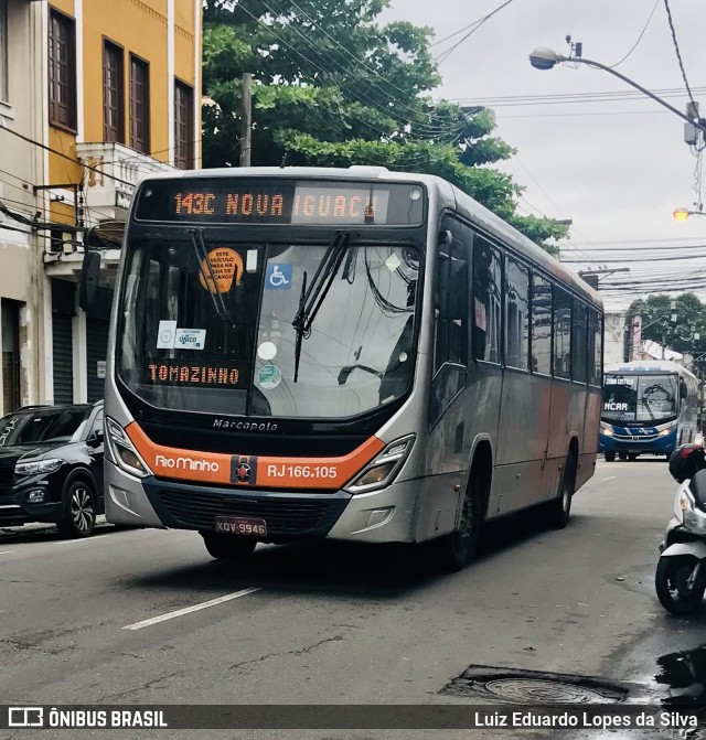 Transturismo Rio Minho RJ 166.105 na cidade de Niterói, Rio de Janeiro, Brasil, por Luiz Eduardo Lopes da Silva. ID da foto: 9739768.