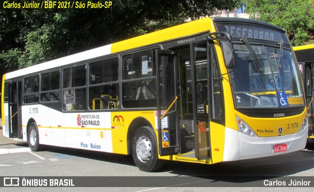 Viação Metrópole Paulista - Zona Leste 3 1176 na cidade de São Paulo, São Paulo, Brasil, por Carlos Júnior. ID da foto: 9741421.