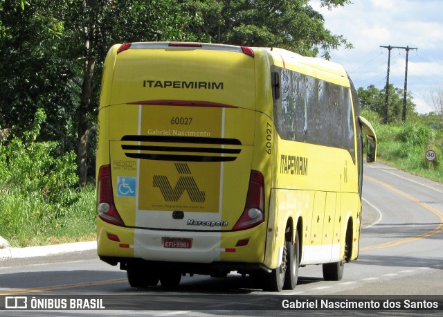 Viação Itapemirim 60027 na cidade de Itajuípe, Bahia, Brasil, por Gabriel Nascimento dos Santos. ID da foto: 9742715.