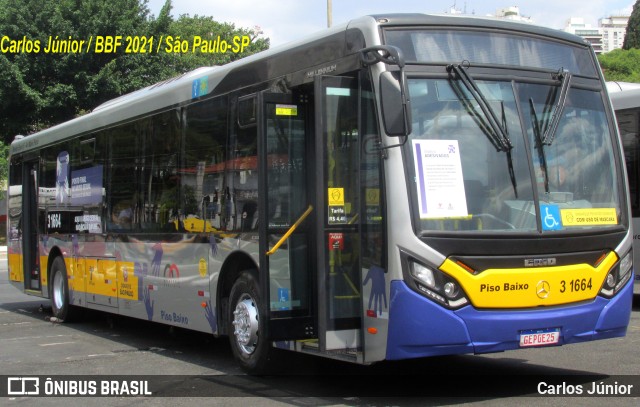 Viação Metrópole Paulista - Zona Leste 3 1664 na cidade de São Paulo, São Paulo, Brasil, por Carlos Júnior. ID da foto: 9741487.