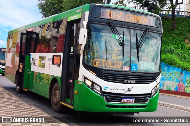 Expresso Caribus Transportes 3043 na cidade de Cuiabá, Mato Grosso, Brasil, por Leon Gomes. ID da foto: 9748483.