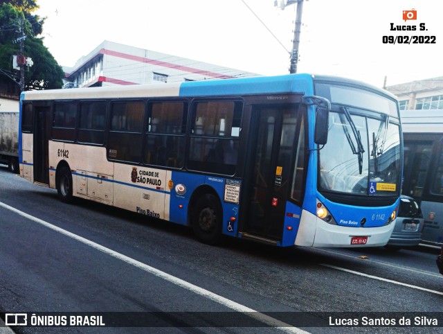 Viação Grajaú S.A. 6 1142 na cidade de São Paulo, São Paulo, Brasil, por Lucas Santos da Silva. ID da foto: 9749594.