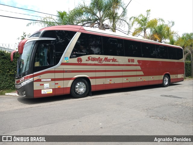 Santa Maria Fretamento e Turismo 610 na cidade de São Paulo, São Paulo, Brasil, por Agnaldo Penides. ID da foto: 9752752.