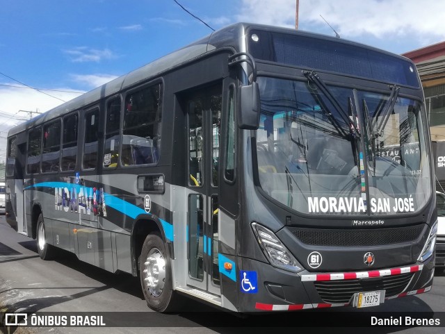 AMSA - Autotransportes Moravia 61 na cidade de San Vicente, Moravia, San José, Costa Rica, por Daniel Brenes. ID da foto: 9754830.