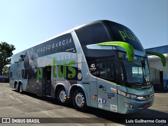 Viação Garcia 8834 na cidade de Presidente Prudente, São Paulo, Brasil, por Luis Guilherme Costa. ID da foto: 9757375.