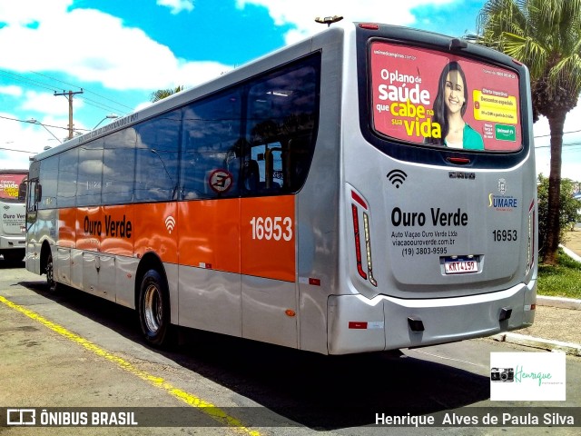 Auto Viação Ouro Verde 16953 na cidade de Sumaré, São Paulo, Brasil, por Henrique Alves de Paula Silva. ID da foto: 9758248.