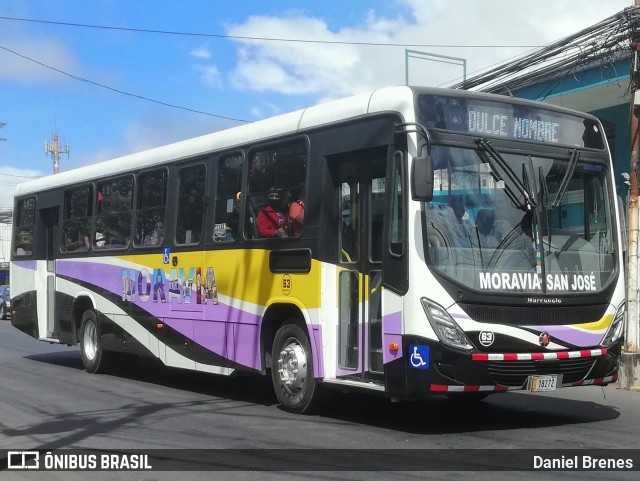 AMSA - Autotransportes Moravia 63 na cidade de San Vicente, Moravia, San José, Costa Rica, por Daniel Brenes. ID da foto: 9760472.