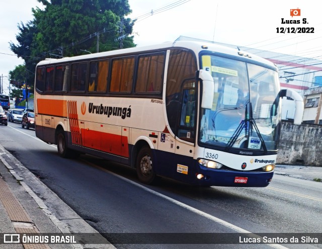 Auto Viação Urubupungá 3360 na cidade de São Paulo, São Paulo, Brasil, por Lucas Santos da Silva. ID da foto: 9759411.