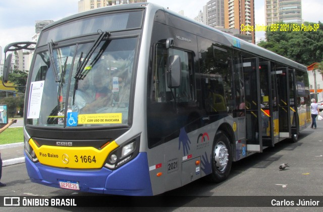 Viação Metrópole Paulista - Zona Leste 3 1664 na cidade de São Paulo, São Paulo, Brasil, por Carlos Júnior. Número da foto: #9762522.