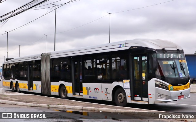 Viação Metrópole Paulista - Zona Leste 3 1152 na cidade de São Paulo, São Paulo, Brasil, por Francisco Ivano. Número da foto: #9765686.