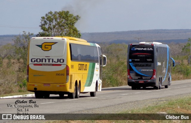 Empresa Gontijo de Transportes 11615 na cidade de Vitória da Conquista, Bahia, Brasil, por Cleber Bus. ID da foto: 9767149.