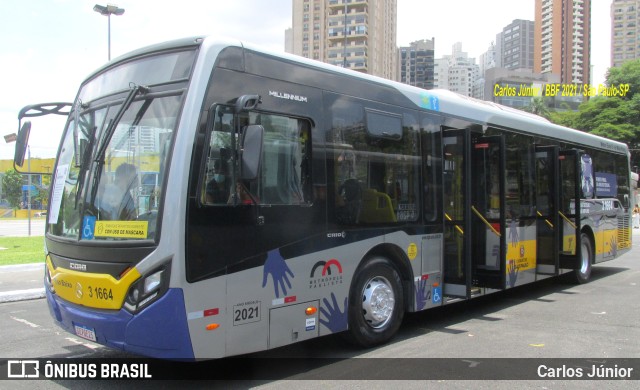 Viação Metrópole Paulista - Zona Leste 3 1664 na cidade de São Paulo, São Paulo, Brasil, por Carlos Júnior. Número da foto: #9769332.