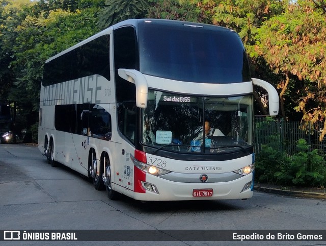 Auto Viação Catarinense 3728 na cidade de São Paulo, São Paulo, Brasil, por Espedito de Brito Gomes. Número da foto: #9768925.