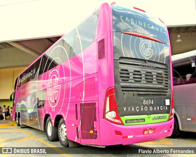 Viação Garcia 8694 na cidade de Sorocaba, São Paulo, Brasil, por Flavio Alberto Fernandes. ID da foto: 9772046.