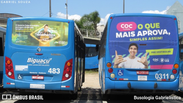 Biguaçu Transportes Coletivos Administração e Participação 483 na cidade de Florianópolis, Santa Catarina, Brasil, por Busologia Gabrielística. Número da foto: #9771167.