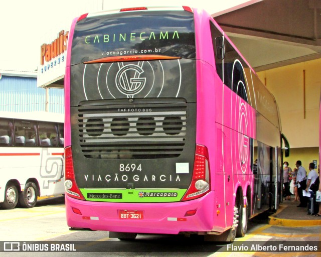 Viação Garcia 8694 na cidade de Sorocaba, São Paulo, Brasil, por Flavio Alberto Fernandes. Número da foto: #9772061.