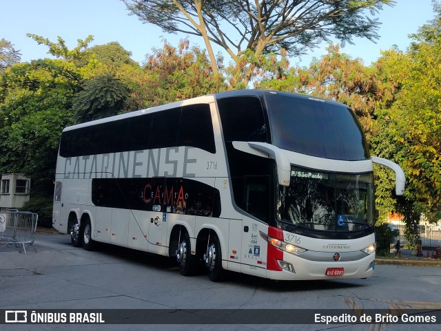 Auto Viação Catarinense 3716 na cidade de São Paulo, São Paulo, Brasil, por Espedito de Brito Gomes. ID da foto: 9771086.