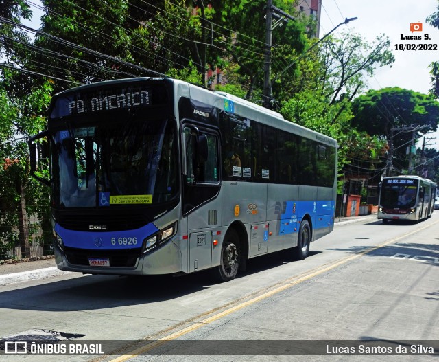 Transwolff Transportes e Turismo 6 6926 na cidade de São Paulo, São Paulo, Brasil, por Lucas Santos da Silva. Número da foto: #9773470.