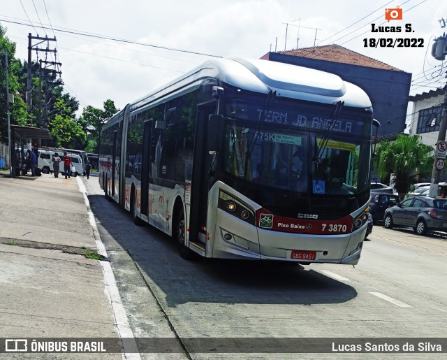 Viação Metrópole Paulista - Zona Sul 7 3870 na cidade de São Paulo, São Paulo, Brasil, por Lucas Santos da Silva. ID da foto: 9773465.