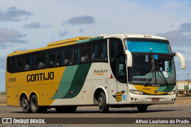 Empresa Gontijo de Transportes 17105 na cidade de Vitória da Conquista, Bahia, Brasil, por Athos Lauriano do Prado. ID da foto: 9777638.