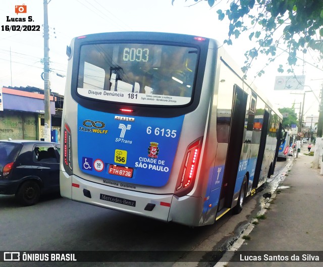 Transwolff Transportes e Turismo 6 6135 na cidade de São Paulo, São Paulo, Brasil, por Lucas Santos da Silva. ID da foto: 9776226.